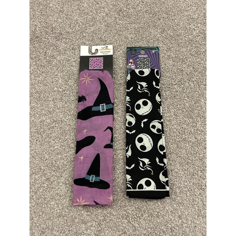 Disney Way to Celebrate Halloween Bandana 2 Set OS Purple Black NEW Witch Jack